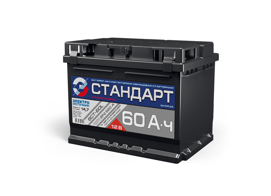 Батарея аккумуляторная свинцовая стартернaя 6СТ- 60L "Стандарт ...